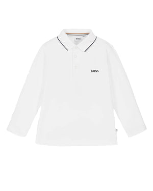 
  
    Boss
  
 Boys White Long Sleeve Polo