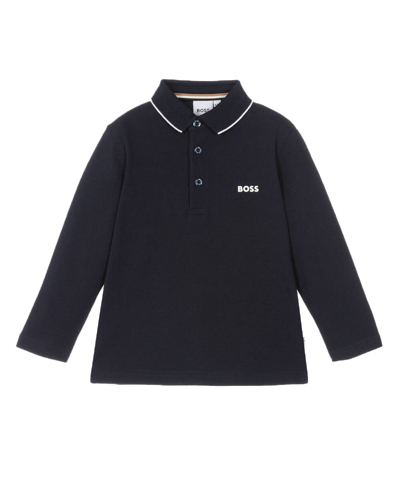 Boys Navy Long Sleeve Polo