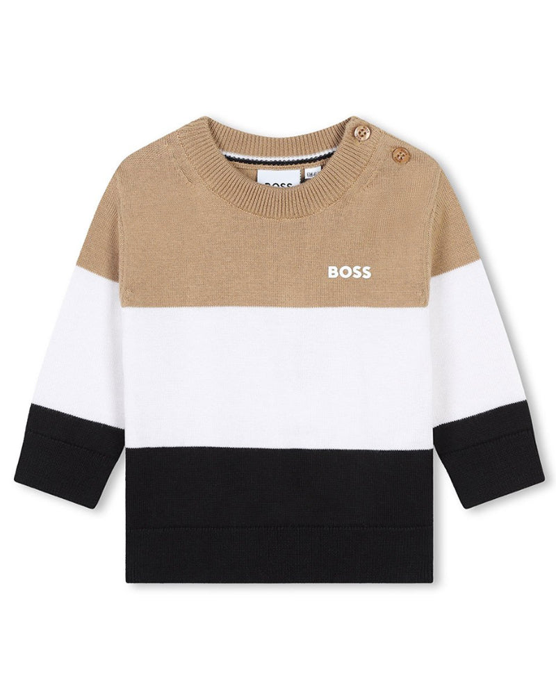 Baby Boys Beige/Black Knit Sweater