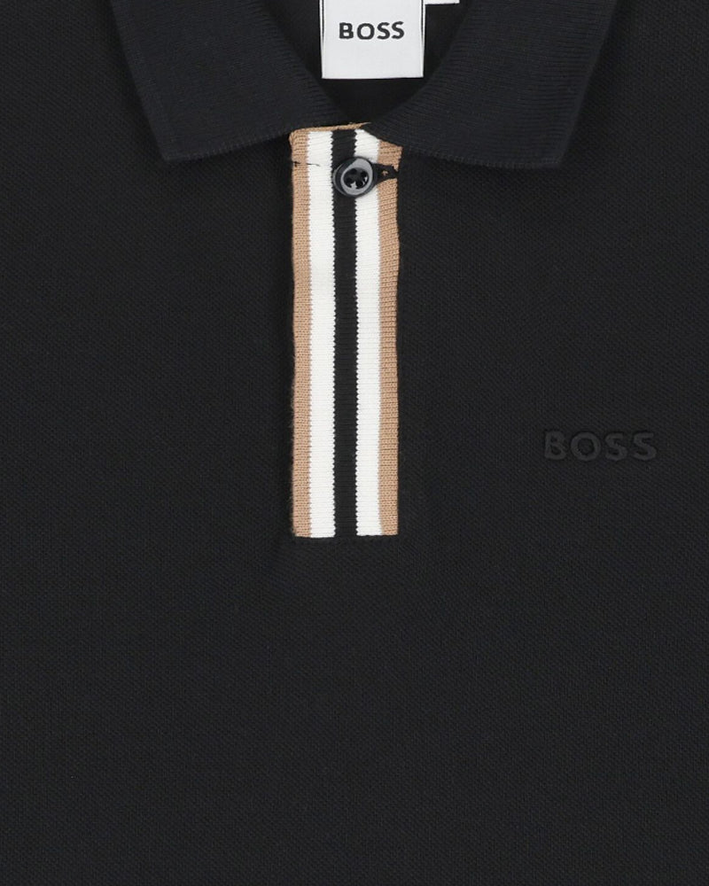 Boys Black Cotton Polo