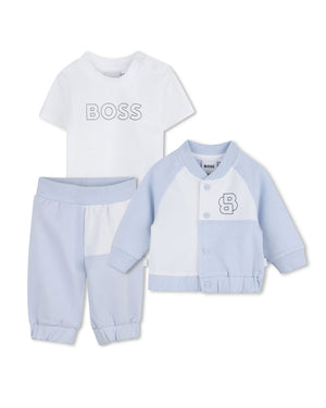 
  
    Boss
  
 Baby Boys Blue 3 Piece Tracksuit