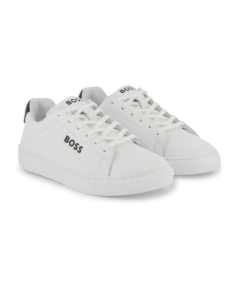 
  
    Boss
  
 Boys White Leather Sneakers