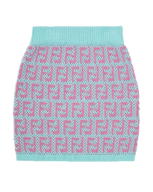 
  
    Fendi
  
 Girls Blue/ Fuchsia Knit FF Skirt