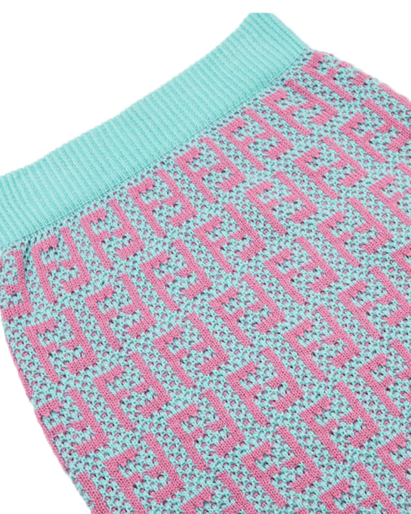 Girls Blue/ Fuchsia Knit FF Skirt