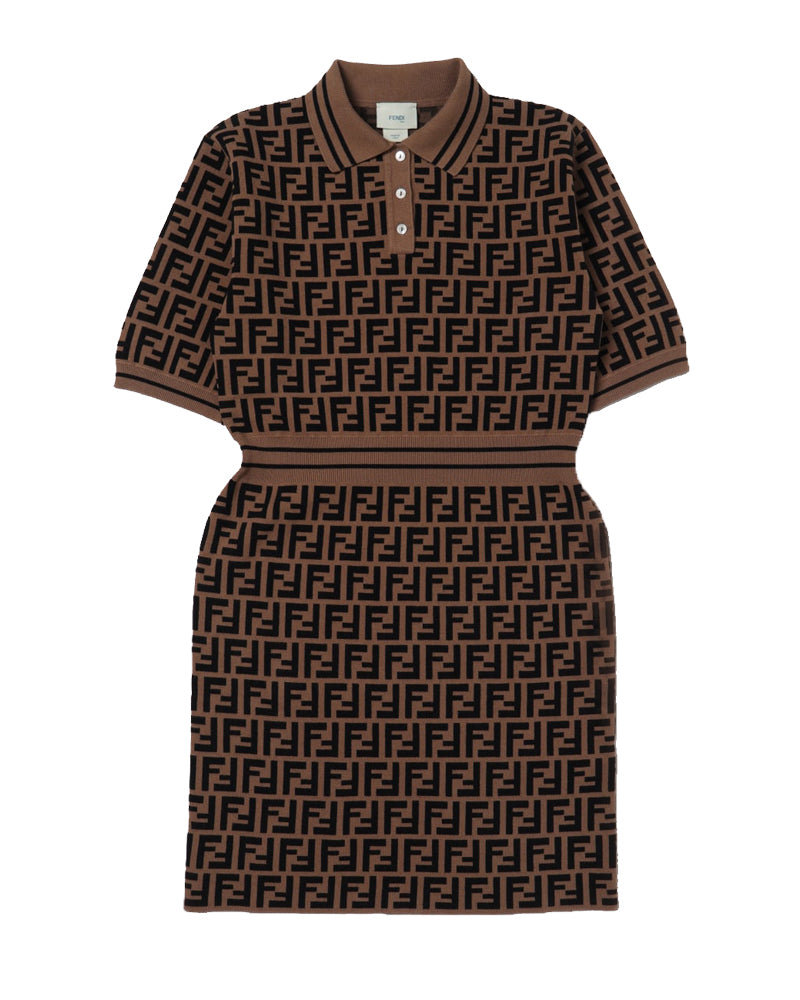 Girls Brown Logo FF Knit Dress