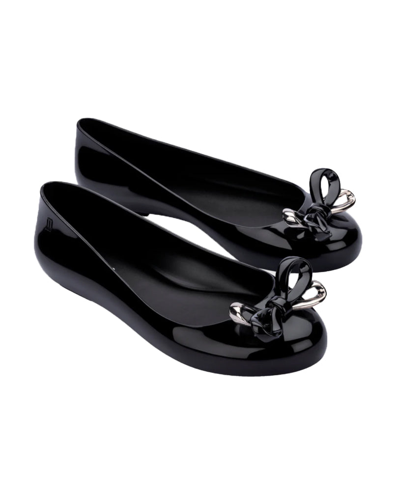 Girls Black Sweet Love Glam Ballerina