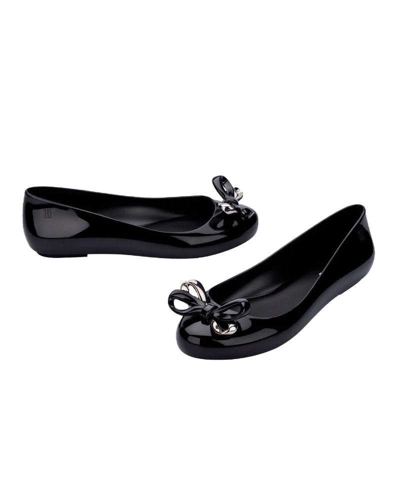 Girls Black Sweet Love Glam Ballerina