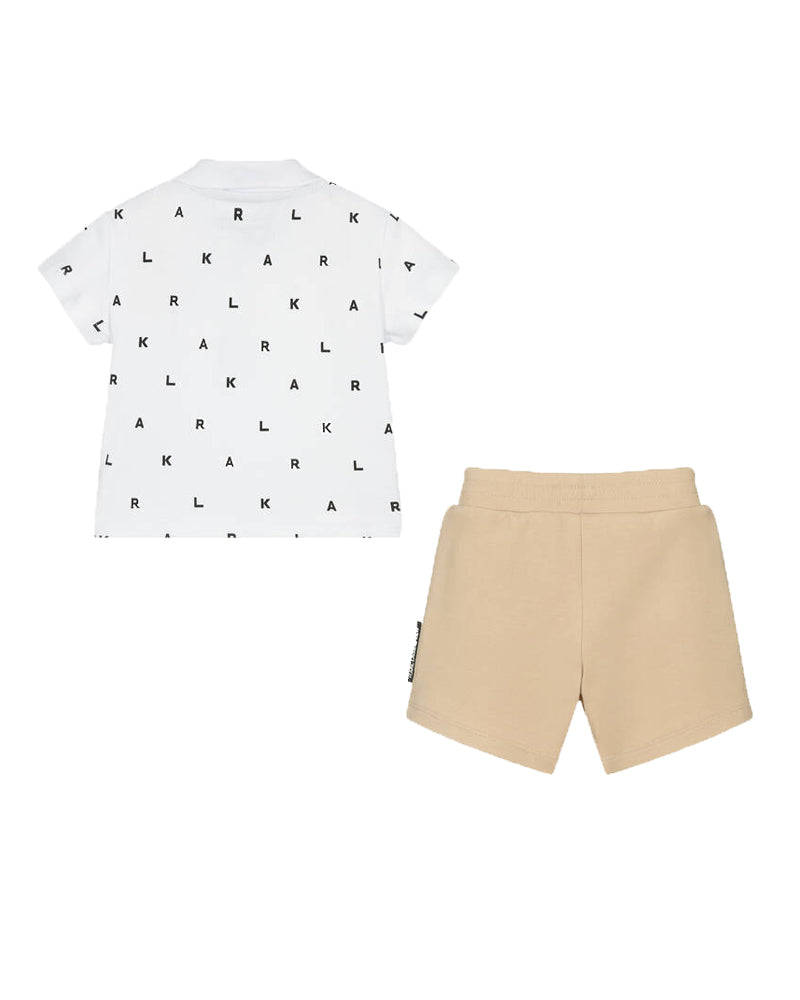 Baby Boys White/Beige Polo &amp; Short Set