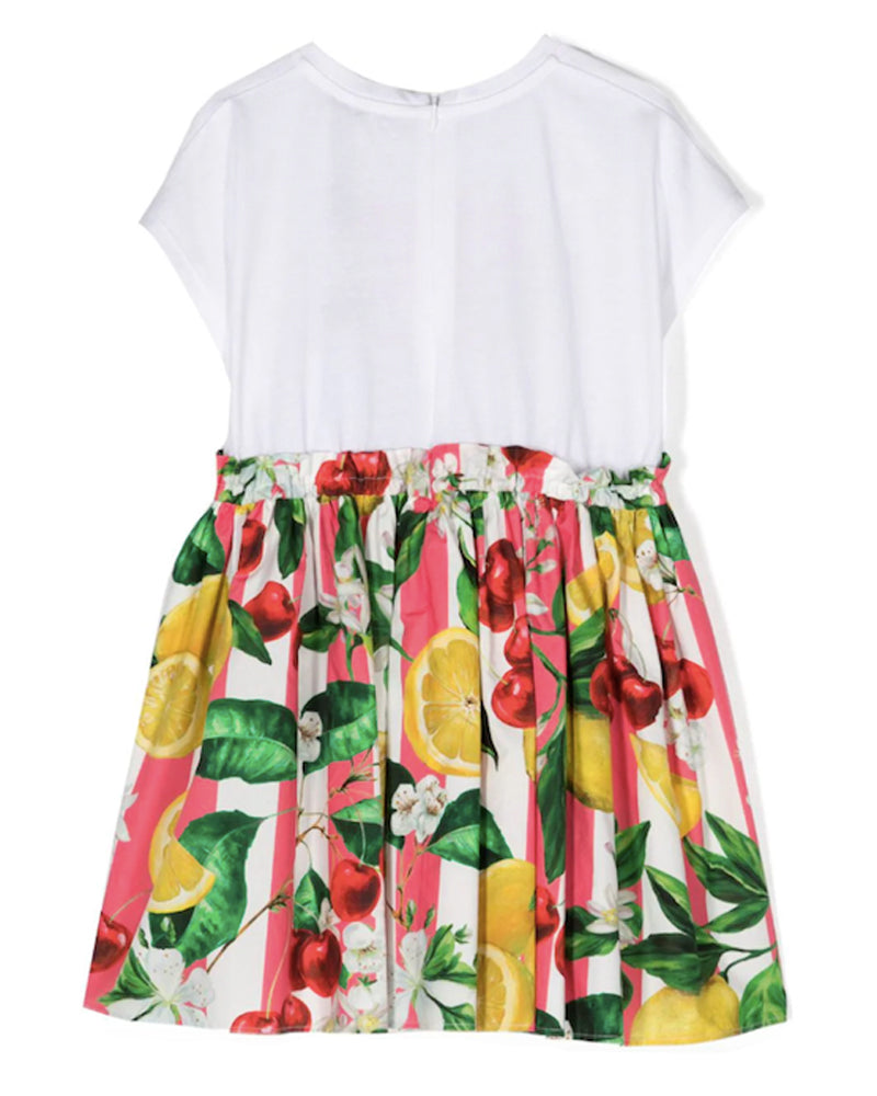 Dolce & Gabbana Girls Lemon & Cherry Print Dress - Designer Kids Wear