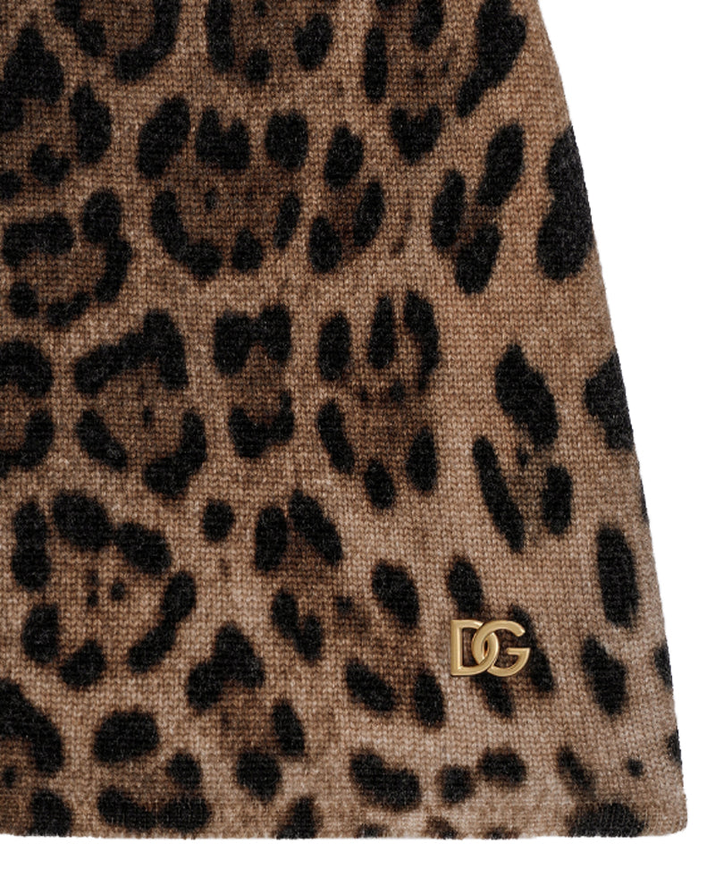 Girls Wool Printed Leopard Skirt