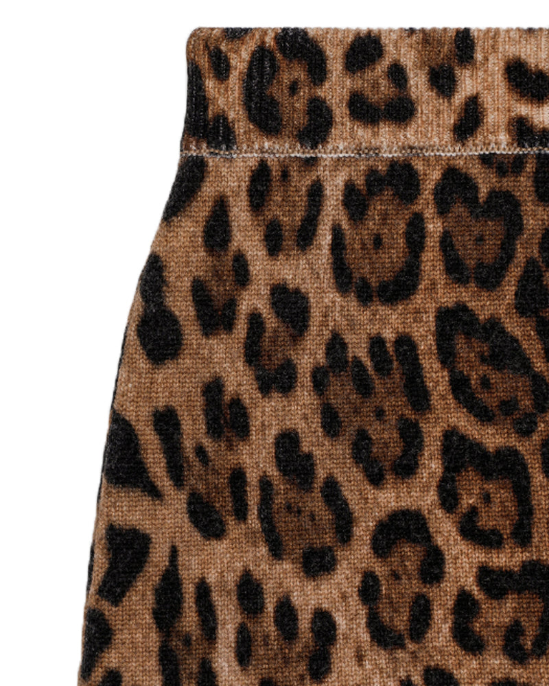 Girls Wool Printed Leopard Skirt