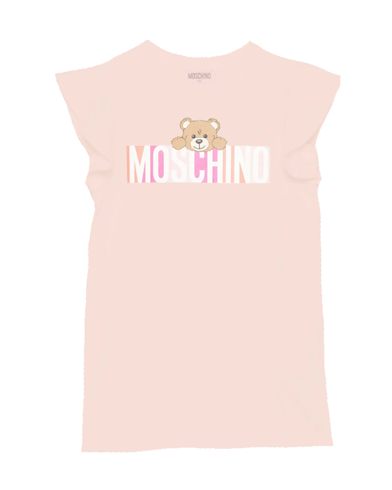 Girls Pink Logo Bear Print Dress