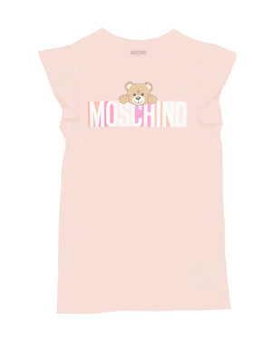 
  
    Moschino
  
 Girls Pink Logo Bear Print Dress