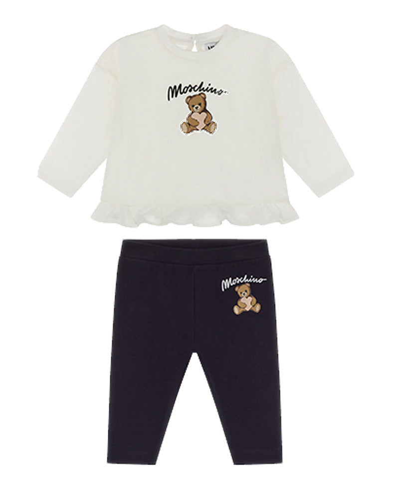 
  
    Moschino
  
 Baby Girls White Top & Legging Set