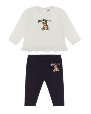 
  
    Moschino
  
 Baby Girls White Top & Legging Set