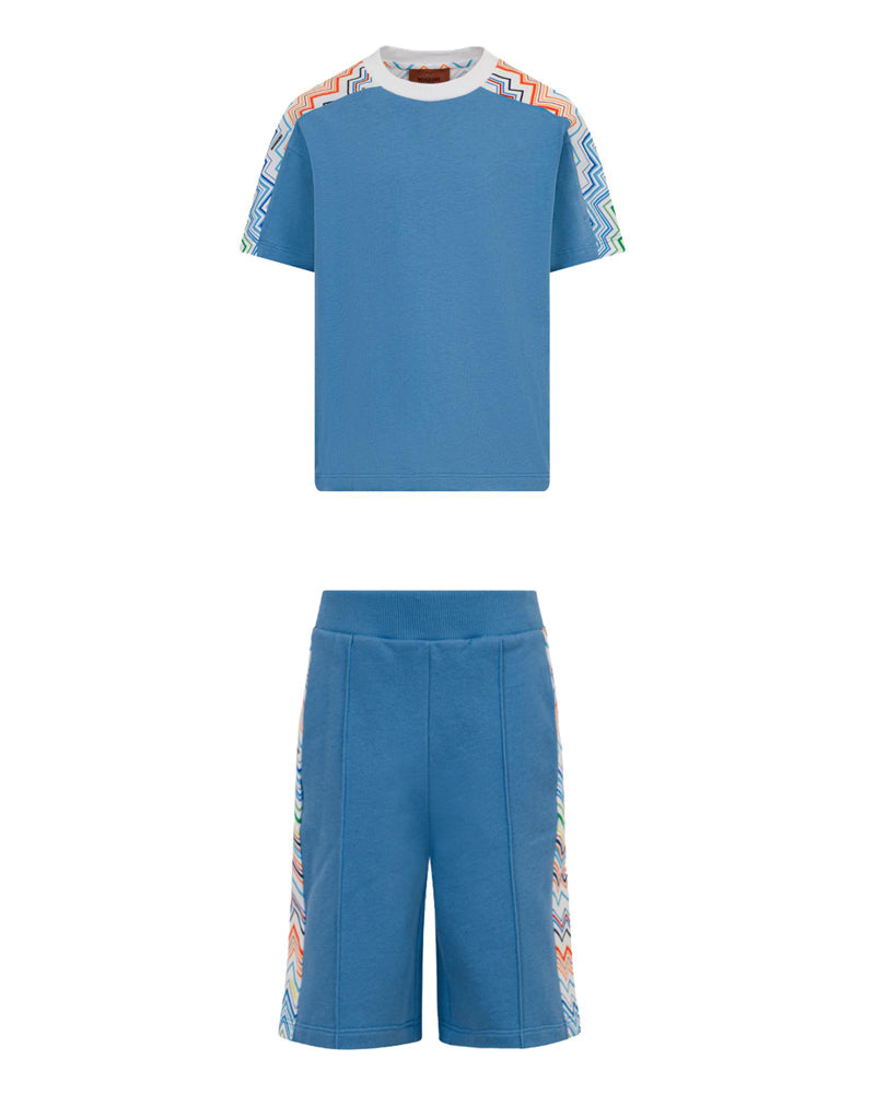 
  
    Missoni
  
 Boys Blue Cotton T-Shirt & Short Set