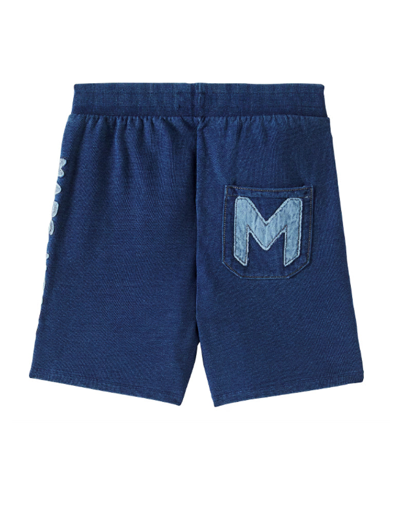 Boys Blue Cotton Logo Shorts