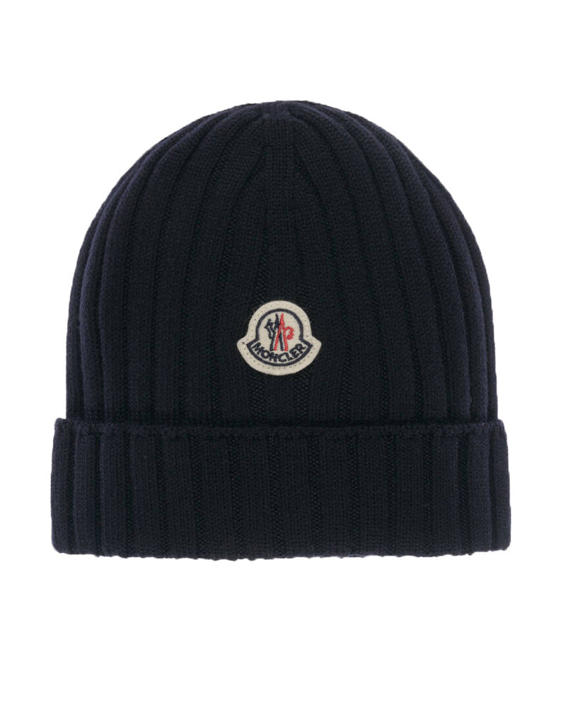MONCLER ベビー ニット帽 XS Moncler Baby Navy Logo Hat