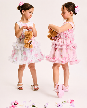 
  
    Monnalisa
  
 Girls White Tulle Floral Dress