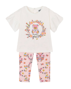 
  
    Moschino
  
 Baby Girls Pink Flowers T & Legging Set