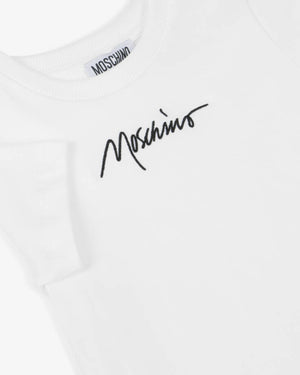 
  
    Moschino
  
 White Embroidered Logo T-Shirt