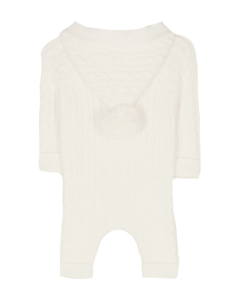 Baby Ivory Knit Hooded Onesie