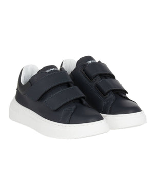 
  
    Emporio
  
    Armani
  
 Boys Navy Leather Velcro Sneakers