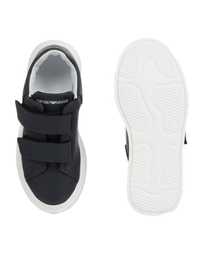 
  
    Emporio
  
    Armani
  
 Boys Navy Leather Velcro Sneakers