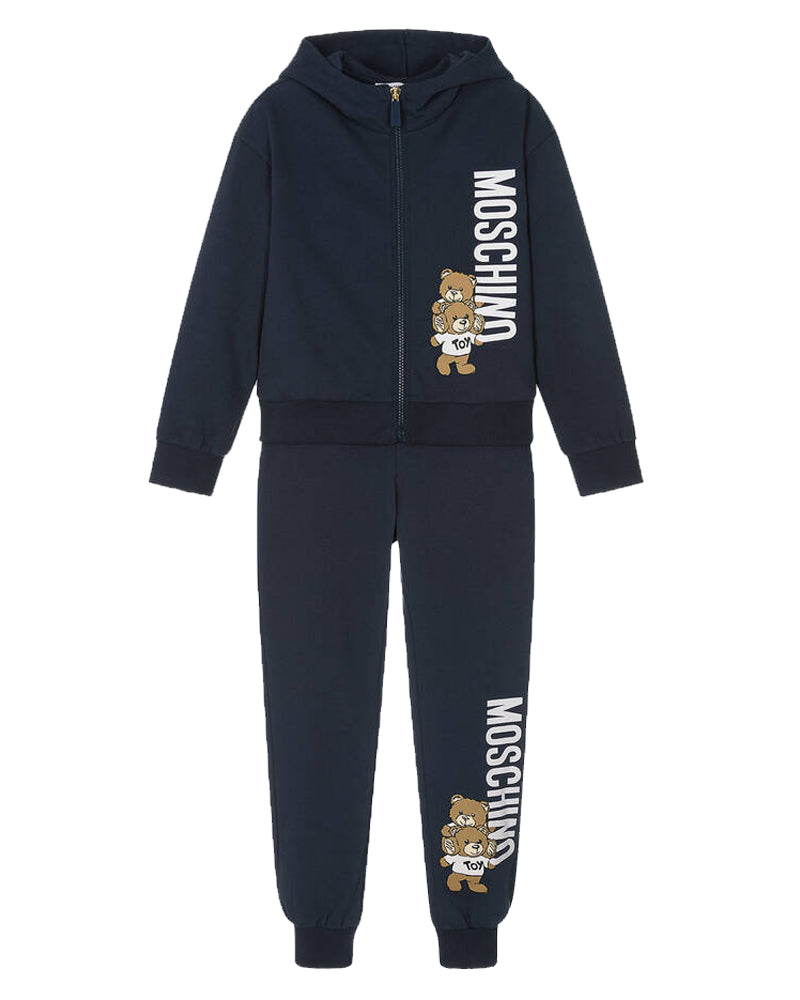 Boys Navy Bear Logo Tracksuit