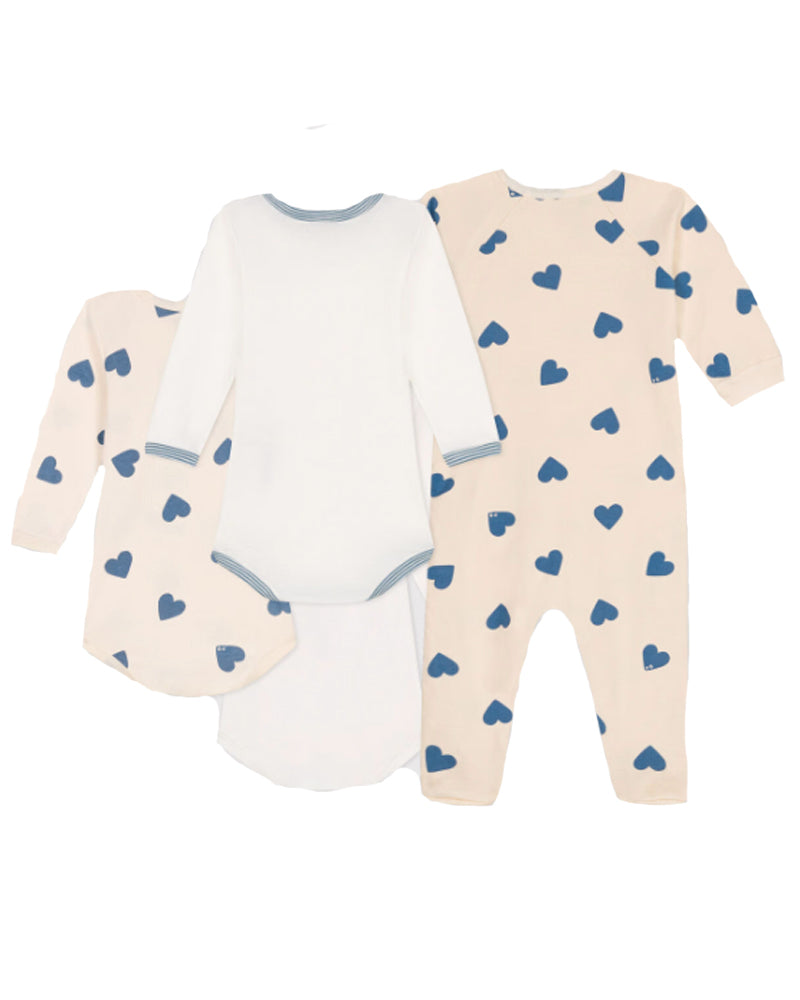 Baby Beige Blue Heart Gift Set