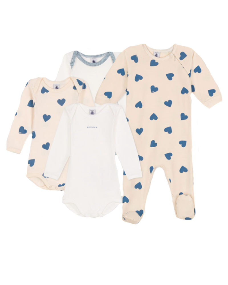 Baby Beige Blue Heart Gift Set