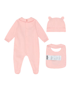 
  
    Moschino
  
 Baby Girls Pink 3 Piece Bear Gift Set