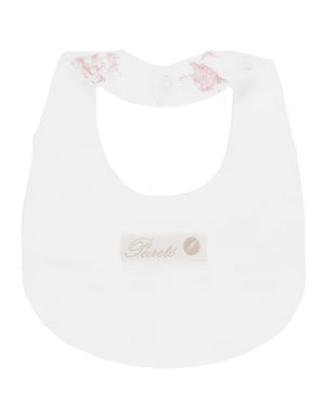 
  
    Pureté
  
    Du
  
    Bébé
  
 Baby Girls Pink/Ivory Toile De Jouy Bib