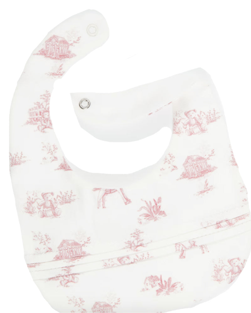 
  
    Pureté
  
    Du
  
    Bébé
  
 Baby Girls Pink/Ivory Toile De Jouy Bib