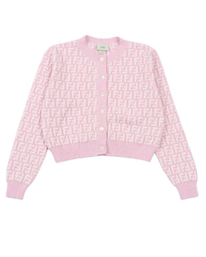 
  
    Fendi
  
 Girls Pink Knit FF Cardigan