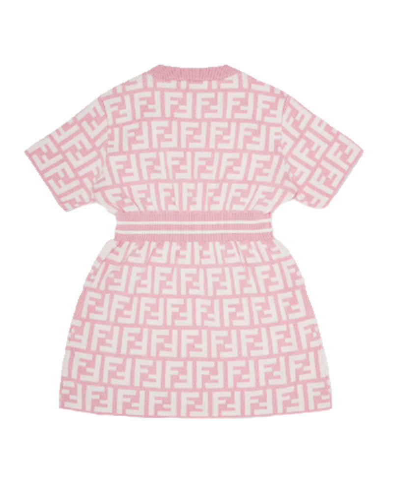 Fendi Kids Baby Girls Pink Knit FF Dress Fendi Kids Baby Girls Pink Knit FF Dress