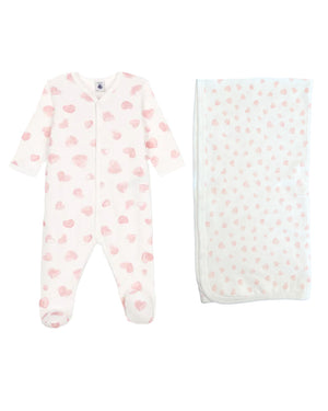 
  
    Petit
  
    Bateau
  
 Baby Girls Heart Onesie & Blanket Set