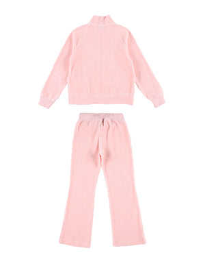 
  
    Moschino
  
 Girls Pink Velvet Teddy Embroidery Tracksuit