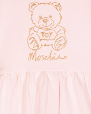 
  
    Moschino
  
 Baby Girls Pink Teddy Embroidery Sweatshirt Dress