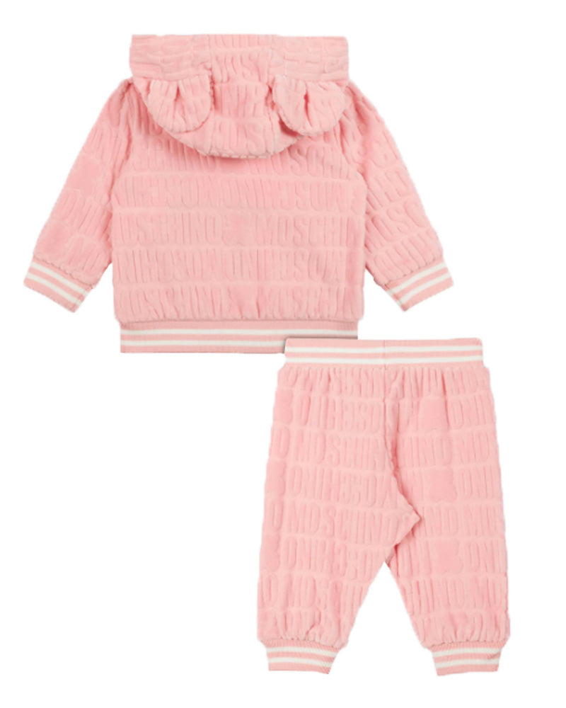Baby Girls Pink Chenille Hooded Tracksuit