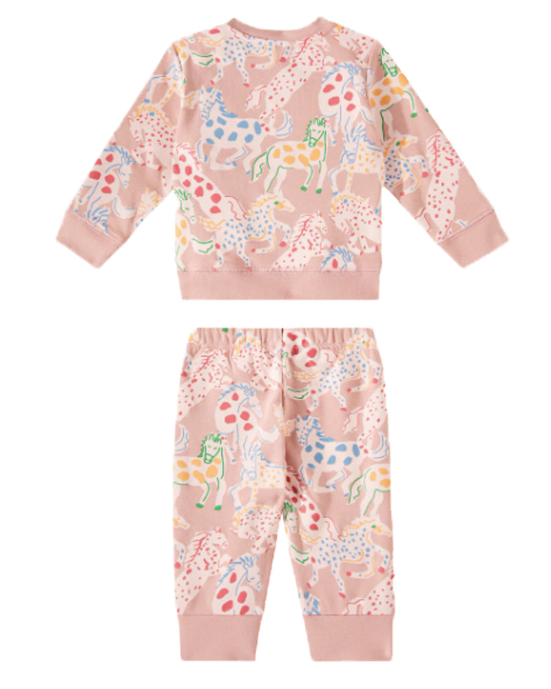 Baby Girls Pink Horse Print Tracksuit