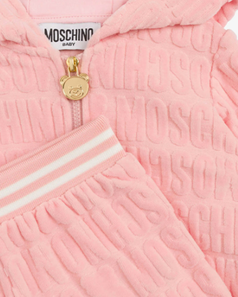 Baby Girls Pink Chenille Hooded Tracksuit