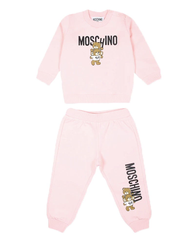 Baby Girls Pink Teddy Logo Tracksuit