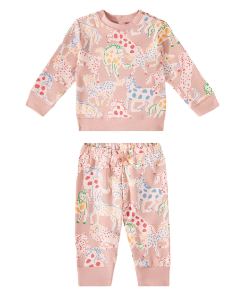 STELLA MCCARTNEY KIDS Girls Pink Cotton Horse Tracksuit