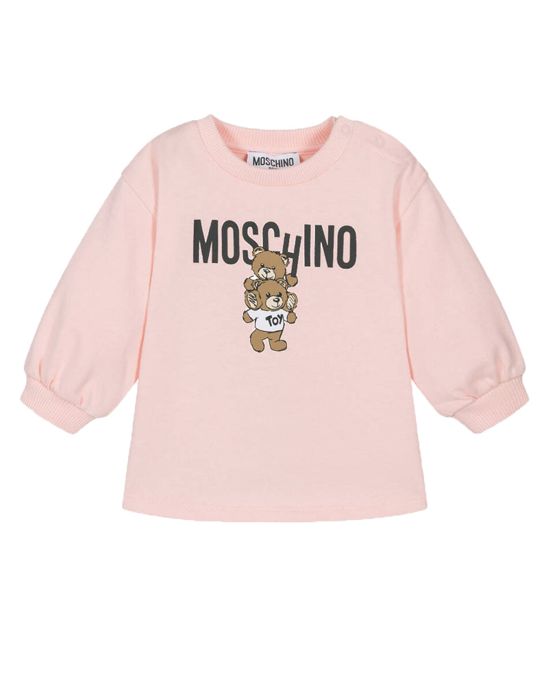 Baby Girls Pink Teddy Logo Sweatshirt Dress