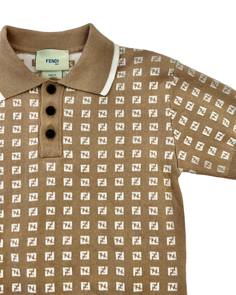 
  
    Fendi
  
 Boys Beige Knit Micro FF Polo
