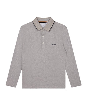 
  
    Boss
  
 Boys Grey Long Sleeve Polo