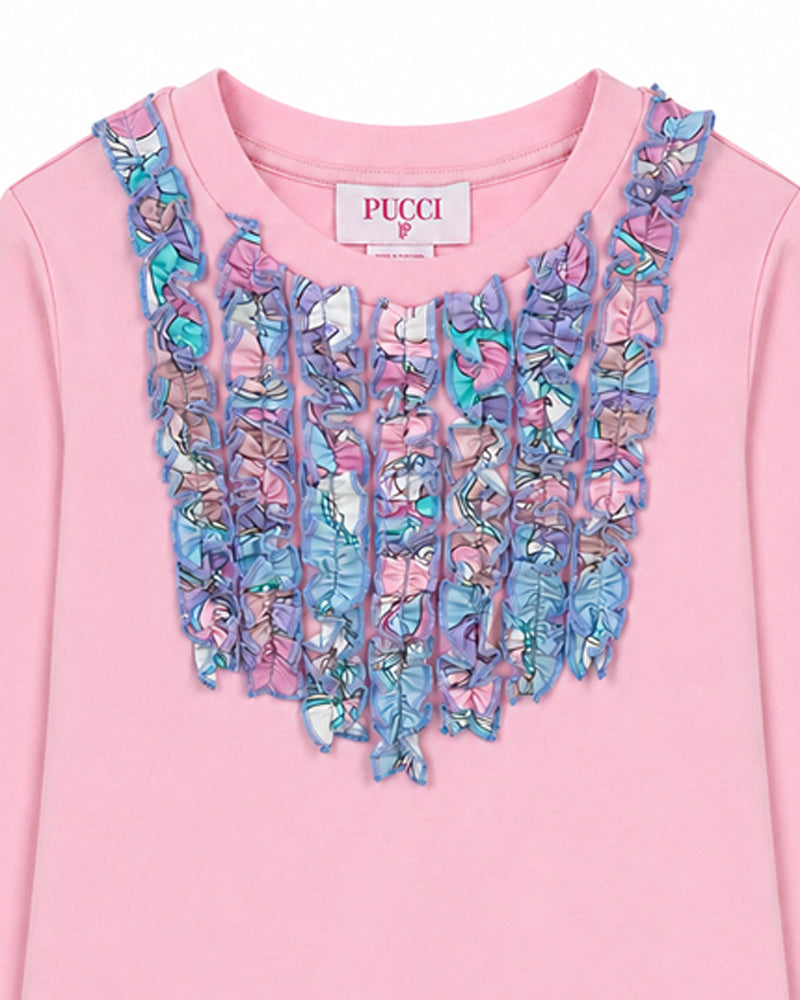 
  
    Emilio
  
    Pucci
  
 Girls Pink Ruffle Jersey Dress