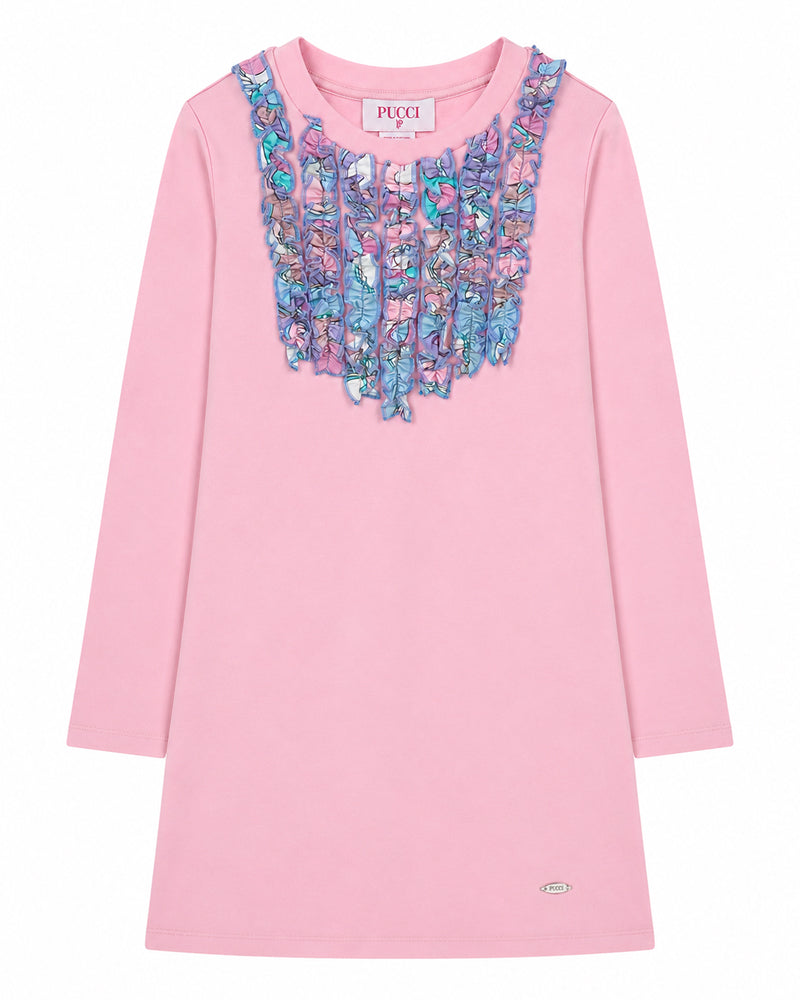
  
    Emilio
  
    Pucci
  
 Girls Pink Ruffle Jersey Dress