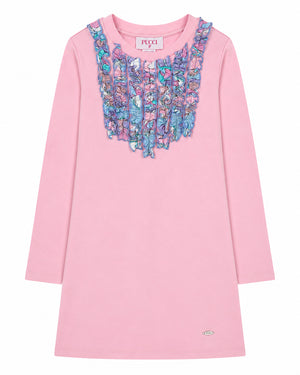 
  
    Emilio
  
    Pucci
  
 Girls Pink Ruffle Jersey Dress